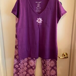 Life Is Good Women's Plum 2 pc Pajama Set 
100% cotton
